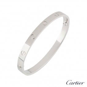Cartier White Gold Plain Love Bracelet Size 21 B6035421